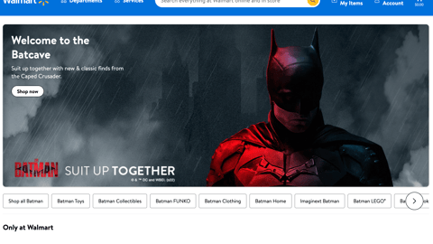 Walmart Batman Promotional Page